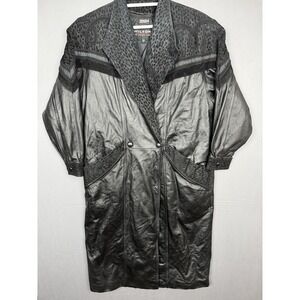 Vintage Wilsons Black Leather Trench Coat Womens Large L Insulated Suede 90s Y2K